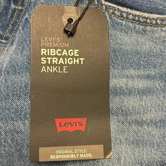 Levi’s Ribcage Straight Ankle Jeans High Wash Distressed Size 27x27 NWT - Picture 9 of 13